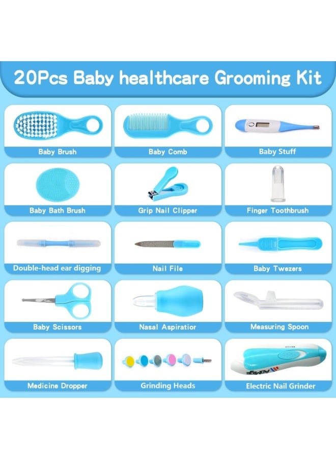 AoMige Portable Baby Health Care & Beauty Set,Nail Trimmer w/Light File Electric Nail Clippers Hair Brush Measuring Spoon,Safe No BBP for Newborn Infant Boy Girl Nursery Daily Care Kit (20 Pcs) - Image 3